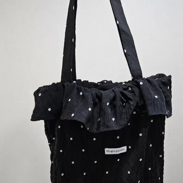 [BUNJANG] Dot Frill Eco Bag Black / 도트 프릴 에코백 블랙 (새상품)