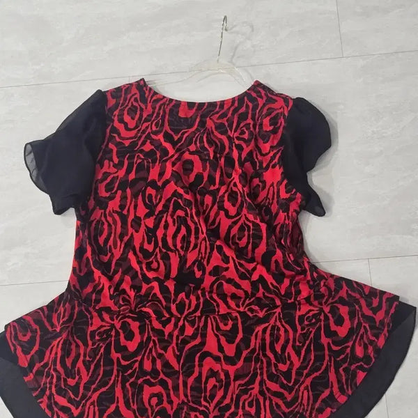 [BUNJANG] Patterned Chiffon Sleeve Top / 댄스복겸평상복
