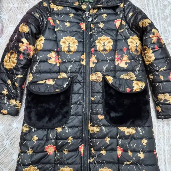 [BUNJANG] Montemilano Floral Pattern Long Padding Jacket / 몬테밀라노꽃무늬 롱 패딩 자켓