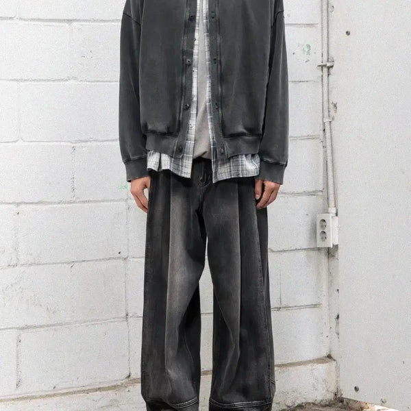 [BUNJANG] Begin202 Washed Round Neck Cardigan / 1) 비긴202 워시드 라운드 넥 가디건
