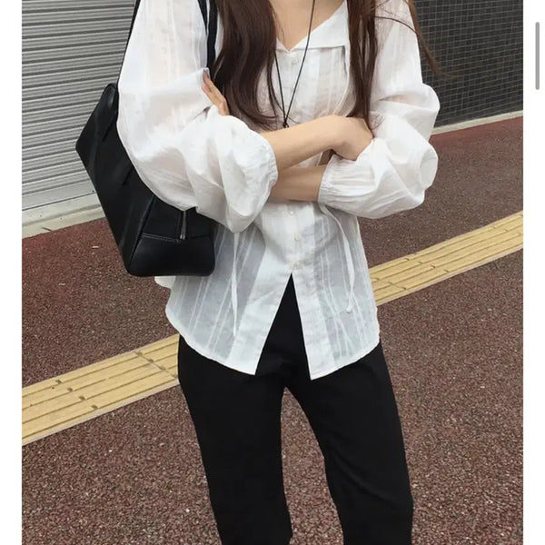 [BUNJANG] White Lace Strap Blouse / 레이스 스트랩 블라우스