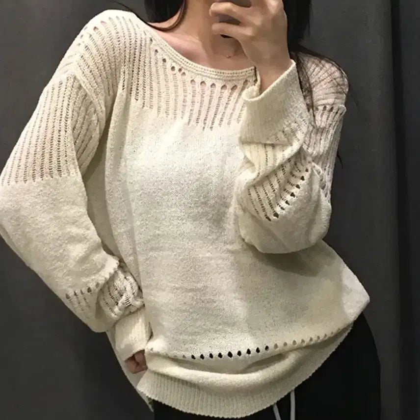 [BUNJANG] Ablie Loose Fit Mesh Knit / 에이블리 루즈핏 그물니트