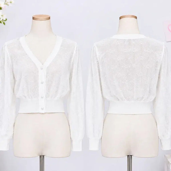 [BUNJANG] White Knit Cardigan / 니트  가디건 화이트