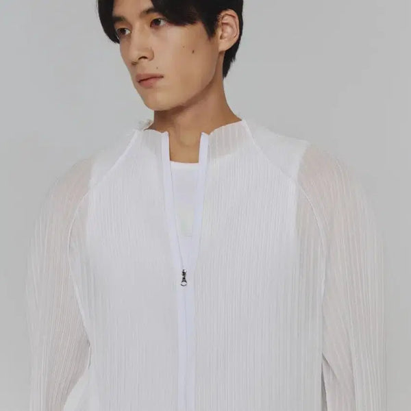 [BUNJANG] Amomento Pleats Zip-up White M / 아모멘토 플리츠집업 화이트 m 25ss