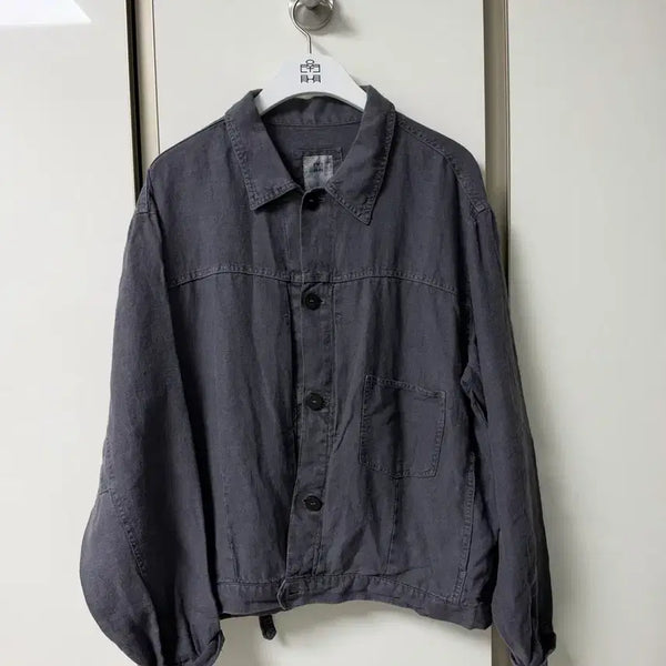 [BUNJANG] Politeru Linen Trucker Jacket Blue / (3)폴리테루 린넨 트러커 자켓 블루