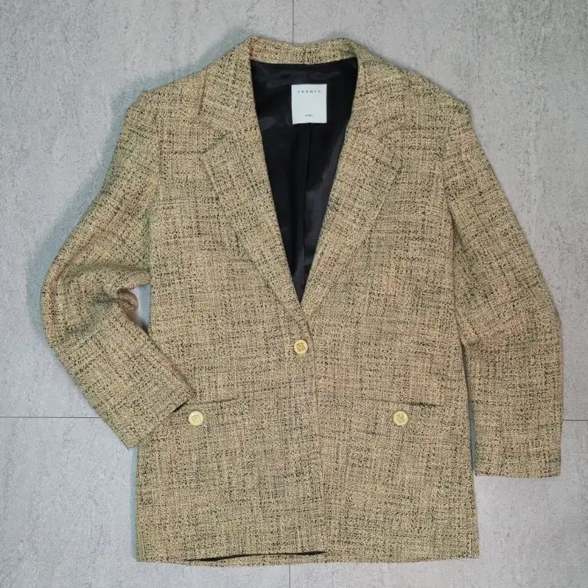 [BUNJANG] Sandro Tweed Blazer Jacket Beige / 산드로 트위드 자켓 베이지