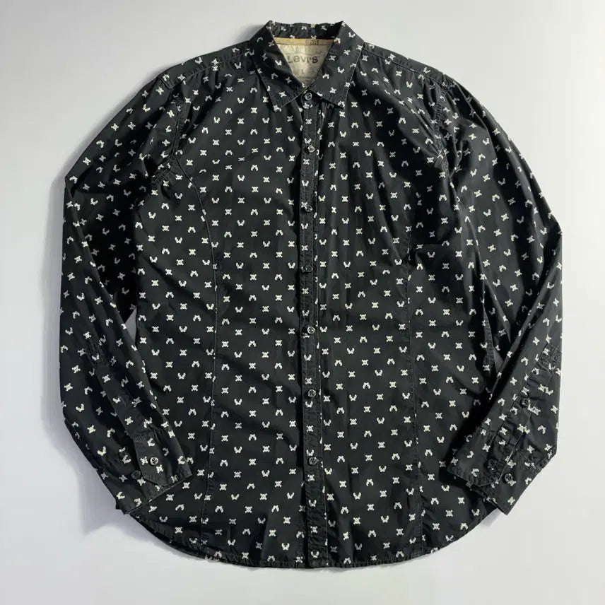 [BUNJANG] Levi's Red Tab Cotton Skull Pattern Shirt / Levi's  리바이스 레드탭 코튼 블랙 스컬패턴 셔츠