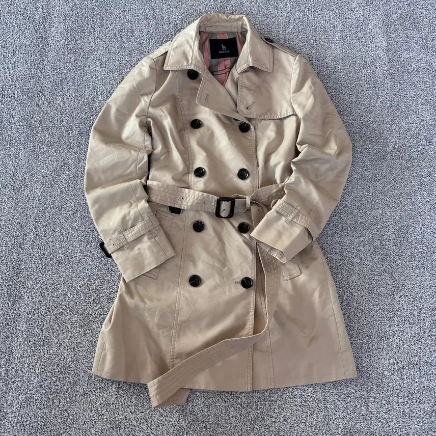 [BUNJANG] Hazzys Double-Button Trench Half Coat / 85-160 헤지스 더블버튼 트렌치 하프 코트 1012
