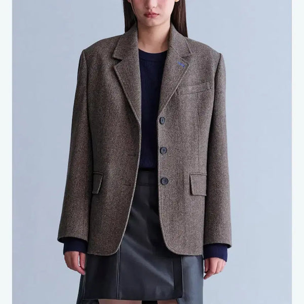 [BUNJANG] KUHO Wool Check Jacket Size 55 / KUHO 구호 울 체크 자켓 55