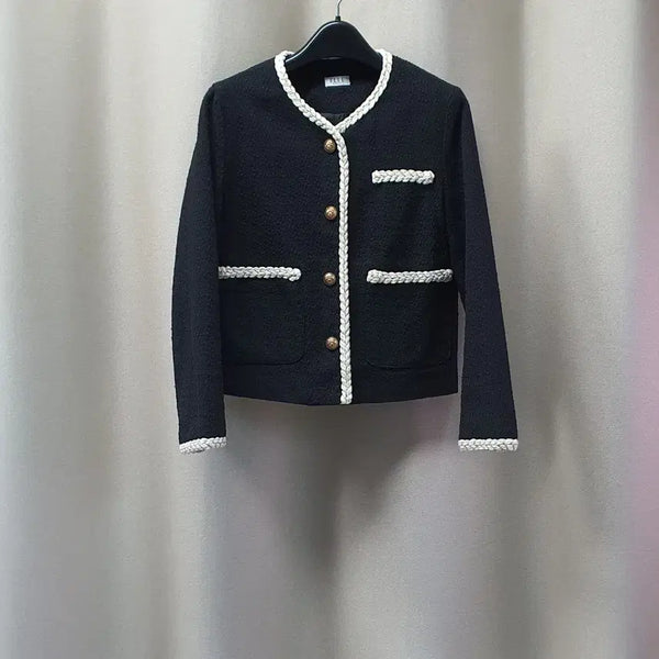 [BUNJANG] Elle Tweed Gold Button Jacket / 엘르 트위드 금장버튼 자켓
