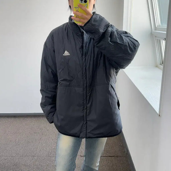 [BUNJANG] Adidas Reversible Grey Quilted Fleece Jacket / Adidas 아디다스 리버시블 그레이 누빔 후리스 자켓