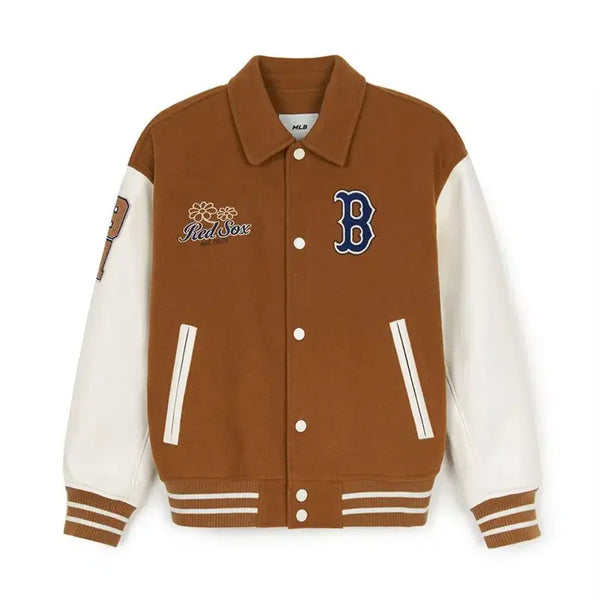 [BUNJANG] MLB NY Wool Pop Collar Varsity Jacket Camel XL / MLB 엠엘비 코리아 울 팝 카라 바시티 자켓 NY 카멜 XL
