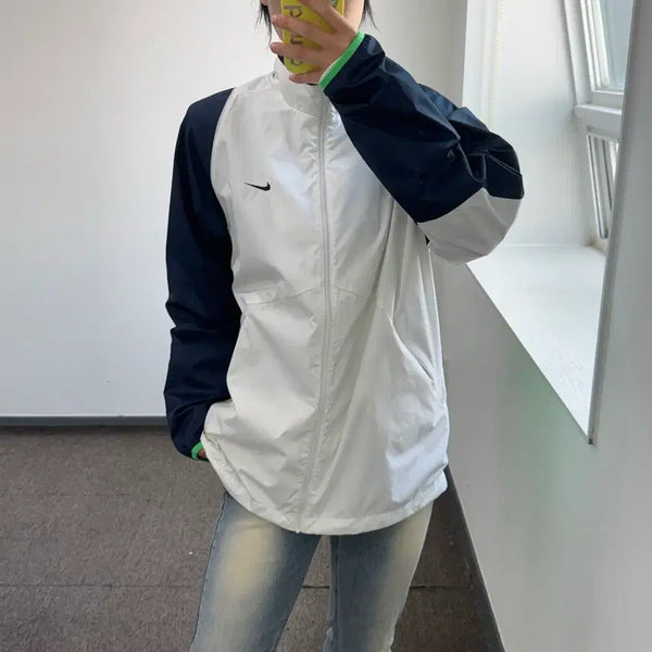 [BUNJANG] Nike Navy Point White Windbreaker Jacket / Nike 나이키 네이비 포인트 화이트 바람막이 자켓