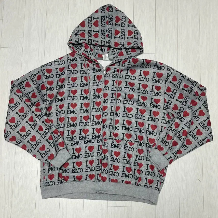 [BUNJANG] Emo Grey Zip-Up Hoodie / emo 그레이 후드집업