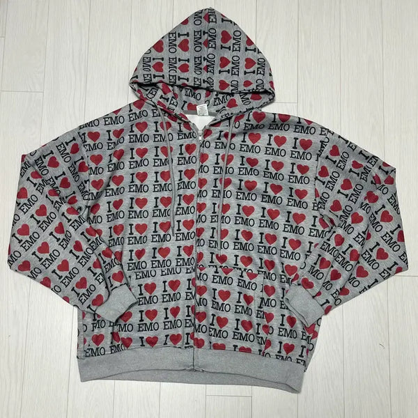 [BUNJANG] Emo Grey Zip-Up Hoodie / emo 그레이 후드집업