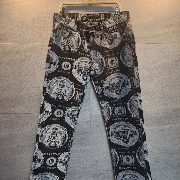 [BUNJANG] Young Rich& Famous All-Over Pattern Denim Pants / Young Rich& Famous. 패턴 청바지.