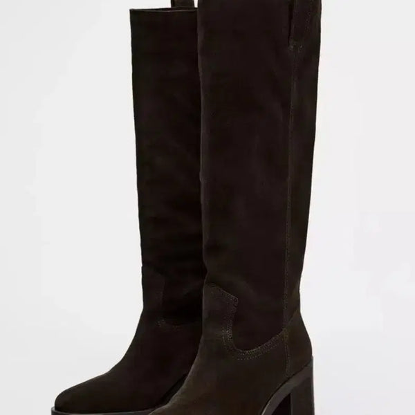 [BUNJANG] Zara Suede Split Leather Heeled Boots Size 41 / 자라 스웨이드 스플릿 레더 힐 부츠 41