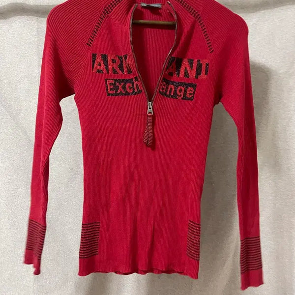 [BUNJANG] Armani Exchange A/X Red Half-Zip Knit / 아르마니 익스체인지 A/X 레드 하프집업 니트