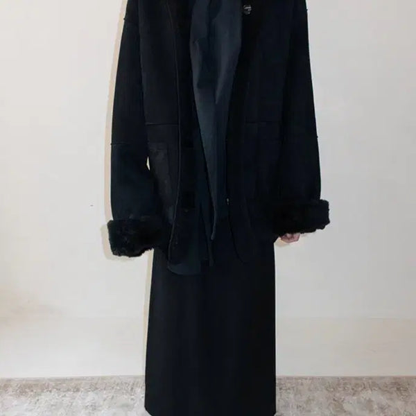 [BUNJANG] EHRE Reversible Shearling Coat Black / 에레 EHRE Reversible Shearling Coat [Black]