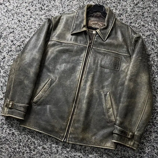 [BUNJANG] Big John Original Washed Cowhide Leather Jacket / 빅존 오리지날 워싱 소가죽 자켓