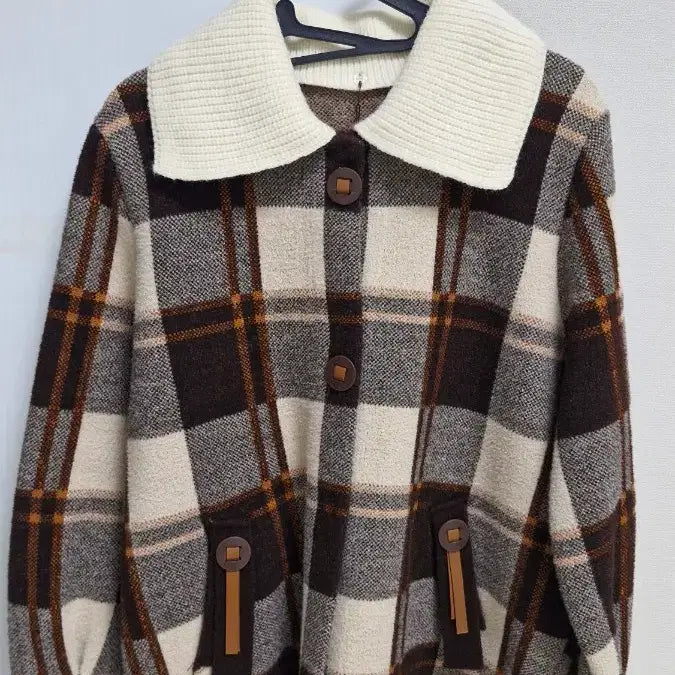 [BUNJANG] Check Pattern Knit Jacket / 체크 패턴 니트 자켓 새제품