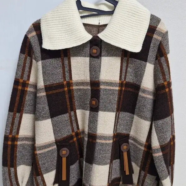 [BUNJANG] Check Pattern Knit Jacket / 체크 패턴 니트 자켓 새제품