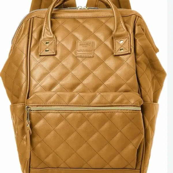 [BUNJANG] Anello Quilting Design Brown Backpack / 퀼팅 디자인 브라운 백팩