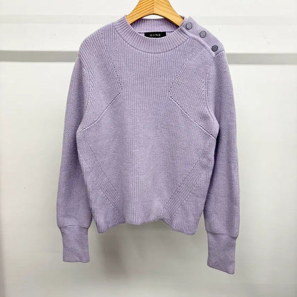 [BUNJANG] Mine Lavender Wool Button Knit Top / 한섬 마인 라벤더 울 니트 F