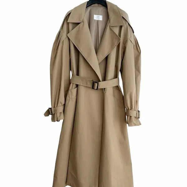 [BUNJANG] Beige Volume Trench Long Coat / 교신안함)베이지 볼륨 트렌치 롱 코트-b급