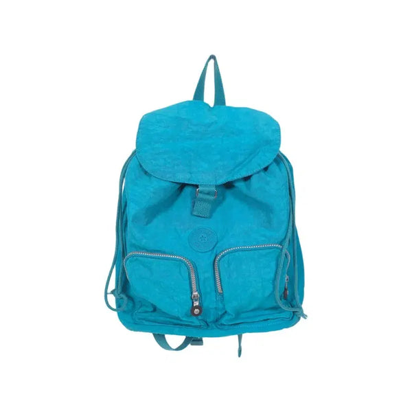 [BUNJANG] Kipling Turquoise Blue Crinkle Nylon Drawstring Flap Backpack (Free Size) / KIPLING 스트링 플랩 백팩 FREE