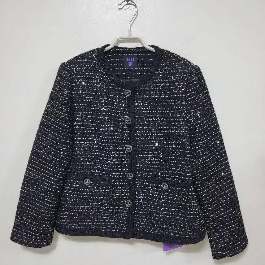 [BUNJANG] Anna Sui Tweed Sequin Jacket Black / 안나수이 트위드 스팽글 재킷 블랙.261010