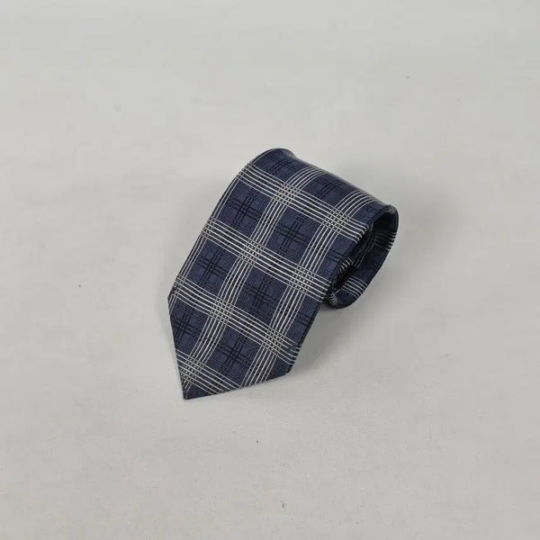 [BUNJANG] Valentino Blue Check Pattern Necktie / 발렌티노 블루 체크 패턴 넥타이. 4