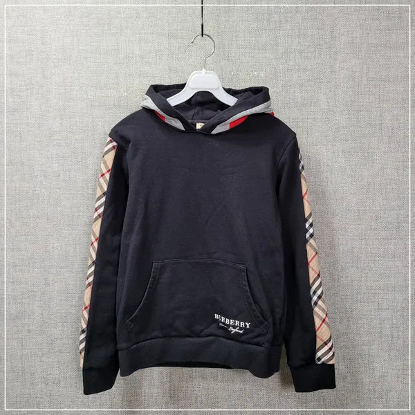 [BUNJANG] Burberry London Black Check Panel Hoodie Women's M / 3351. 버버리런던 블랙 체크배색후드 여성M