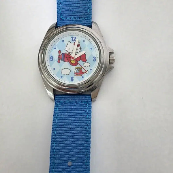 [BUNJANG] Hello Kitty Blue Airplane Wristwatch / 헬로키티 블루 비행기 손목 시계