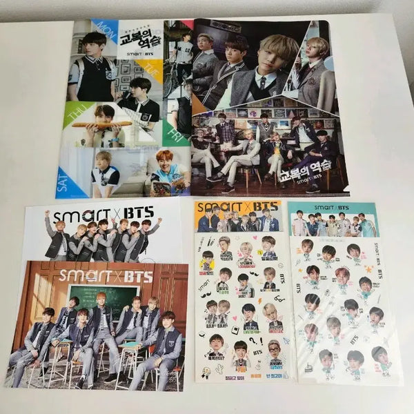 [BUNJANG] BTS Smart Uniform File Sticker Mini Poster Bundle Set / 스마트 교복 파일 미니포스터 스티커 일괄 방탄 bts 콜라보