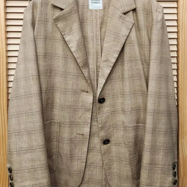 [BUNJANG] Studio Tomboy Oversized Check Linen Jacket / (새상품급)스튜디오톰보이 오버핏 체크 린넨자켓