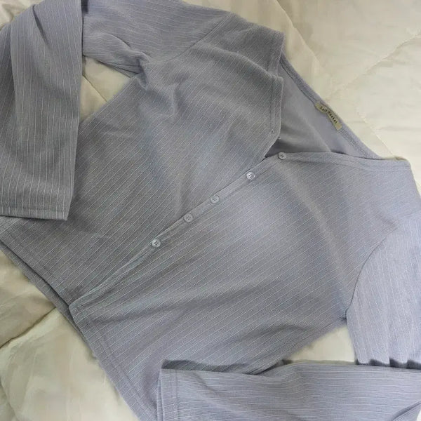 [BUNJANG] Ribbed Thin Long-Sleeve Cardigan / 골지 얇은 긴팔 가디건