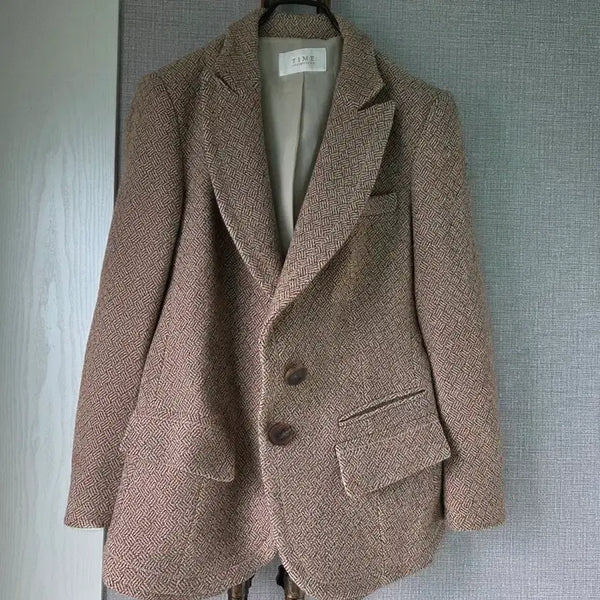 [BUNJANG] TIME Wool Blend Check Pattern Jacket / TIME 모99% 자켓