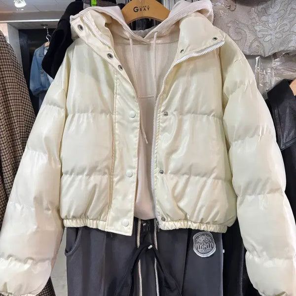 [BUNJANG] Ivory Cropped Padded Jacket / 아이보리 크롭 패딩 자켓