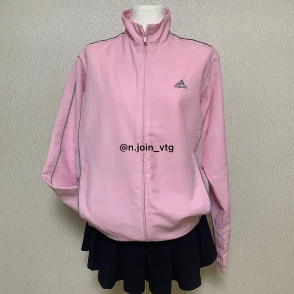 [BUNJANG] Adidas Pink Grey Windbreaker Jacket / 아디다스 핑크 그레이 바람막이 자켓