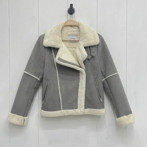[BUNJANG] TWEE Suede Shearling Lined Mustang Jacket Gray / TWEE 스웨이드 무스탕 자켓 그레이