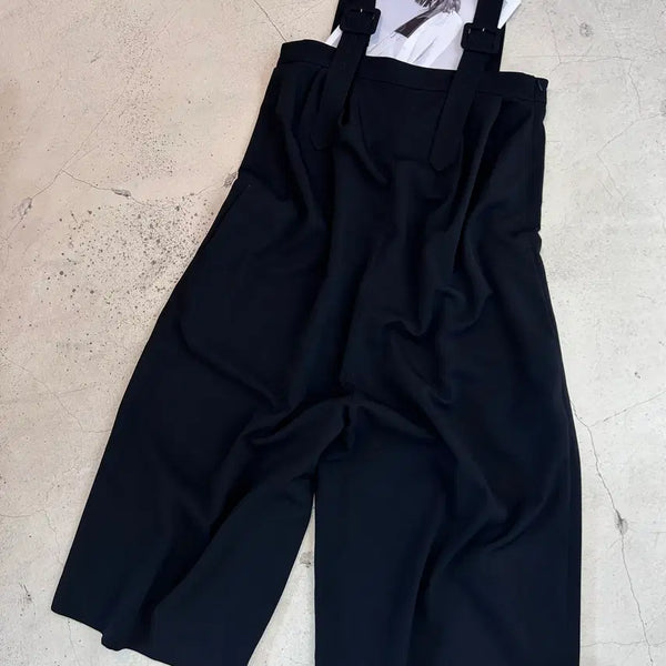 [BUNJANG] Agnes B Black Wide Suspender Pants / AGNES B 아네스베 블랙 와이드 서스펜더