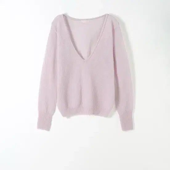 [BUNJANG] Levain Delli Deep V-Neck Knit Lavender Pink / (새상품)르베인 델리 딥 브이넥 니트 라벤더 핑크