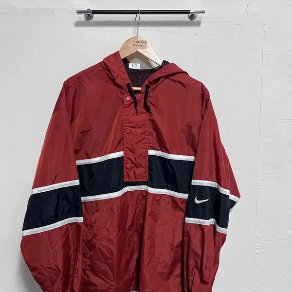 [BUNJANG] 90s Old School Nike Orange Anorak Pullover Jacket / 90s 올드 나이키 올드스쿨 오렌지 아노락 풀오버 자켓