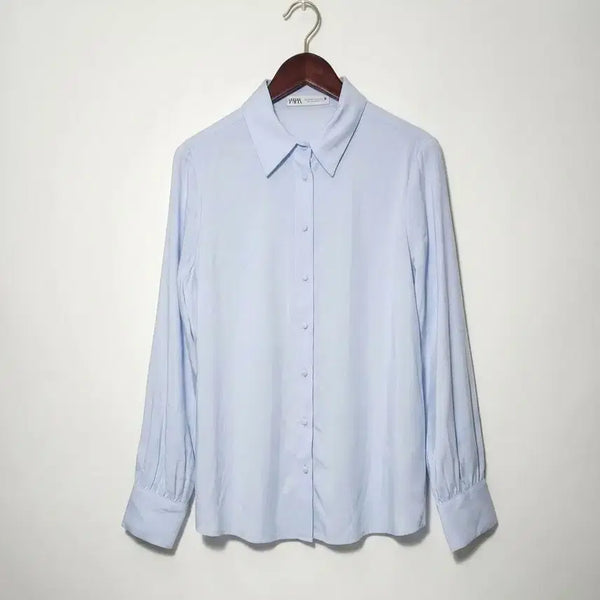[BUNJANG] Zara Light Blue Silk Blouse / (새제품급)ZARA하늘색 셔츠.블라우스