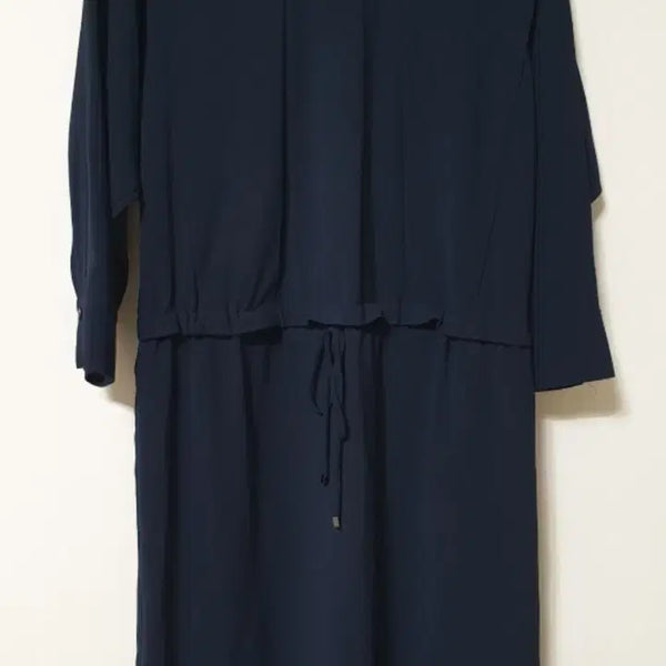 [BUNJANG] SOLEZIA Navy String Pintuck Dress / 백화점정품] 에스쏠레지아(SOLEZIA) 스트링 핀탁 원피스 (날씬66~77 추천)
