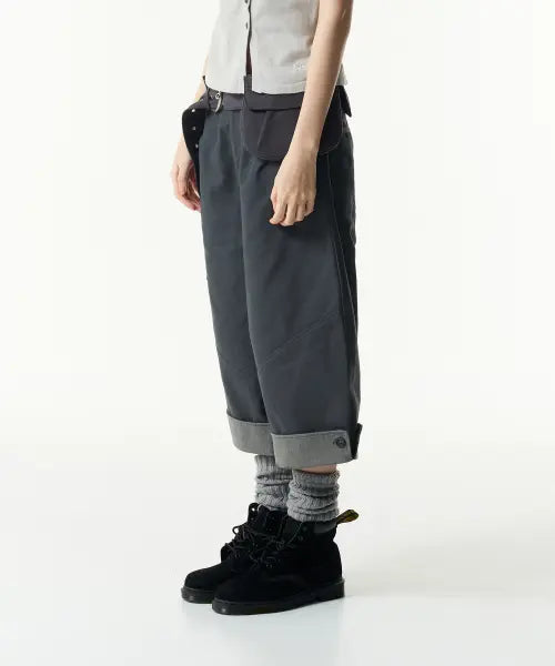 [THE COLDEST MOMENT] TCM folding button pants (charcoal)