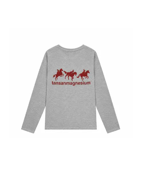 [TANSANMAGNESIUM] Horse Rabbit Long Sleeve (Grey/Red) / 홀스 래빗 롱슬리브 (그레이/레드)