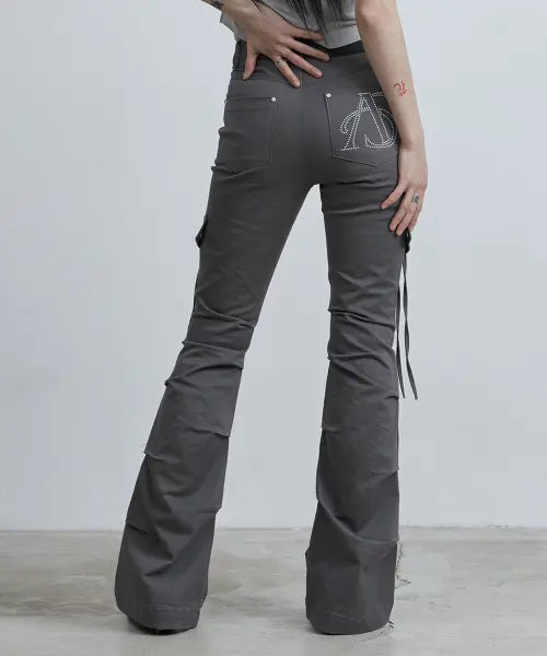 [AS YOU ARE] SIDE TUCK BOOT-CUT PANTS CHARCOAL / 사이드 턱 부츠컷 팬츠 차콜