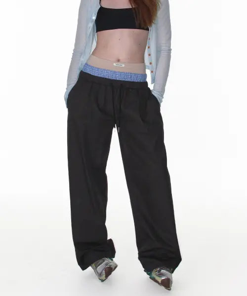 [CRANK] SAGGING LAYERED PANTS_CHARCOAL / 새깅 레이어드 팬츠_차콜